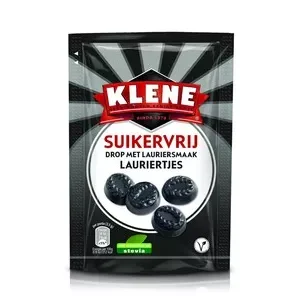 Klene suikervrij drop met lauriersmaak lauriertjes zakje (12x 105gr)
