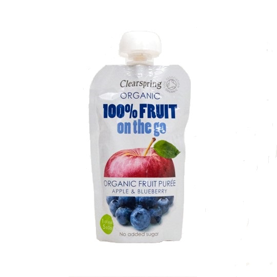 Clearspring Bio 100% Fruit On The Go – Purée de Pomme & Myrtilles 120G