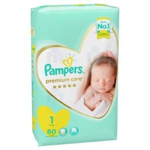 60 Couches Premium Care Nouveau-Né Pampers T1 (2 – 5Kg)