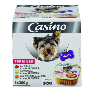 Assortiment Terrines aux Viandes et Légumes pour Chien Adulte Casino 3x100g