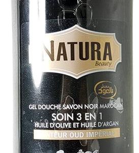 Gel Douche Savon Noir Marocain Senteur Oud et Musk Natura 1L (100% Naturel)