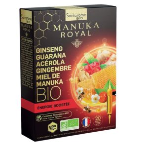 Santarome Ginseng Guarana Acérola Gingembre Miel de Manuka 20 Ampoules