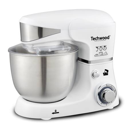 Robot pétrin blanc Techwood. 1000W , Bol 5L 6 vitesses