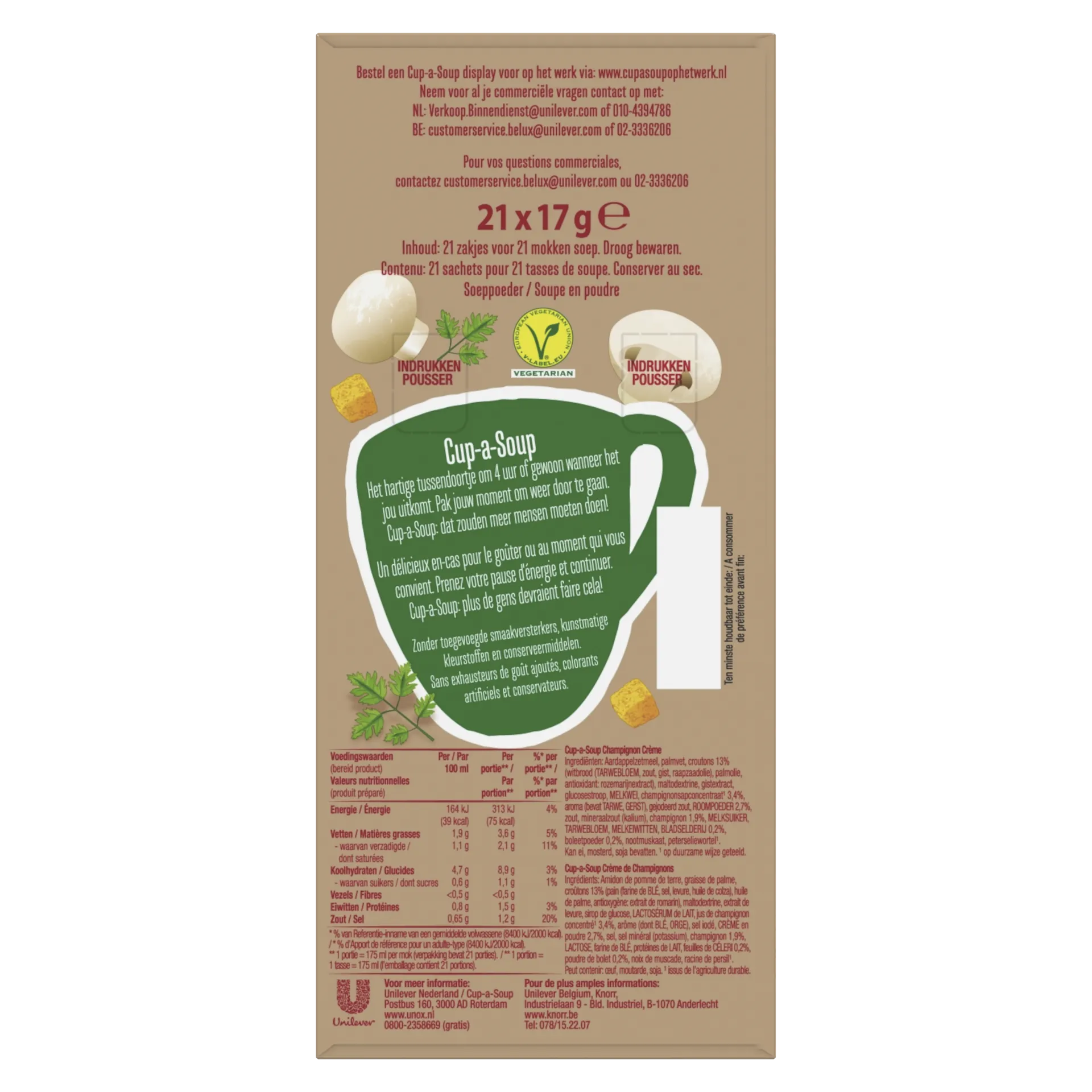 Unox Cup-a-Soup Champignon Crème (21x 175ml) – Image 4