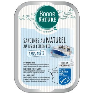 Bonne Nature Sardines au Naturel au Jus de Citron Bio 115G