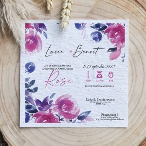 Faire-part Papier ensemencé Camille – à partir de 2,28€ l’unité