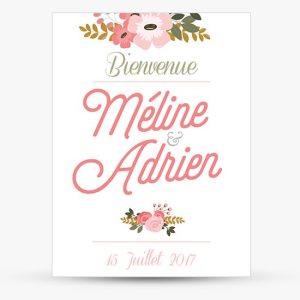 Tableau Bienvenue Mariage Fleurs
