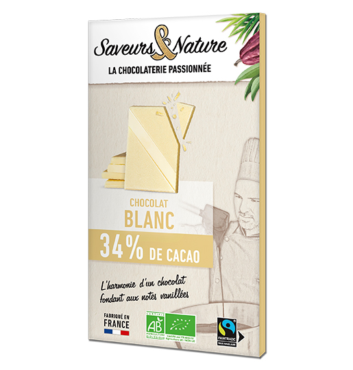 Saveurs et Nature Tablette de Chocolat Blanc 34% – 80G