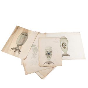 Série d&rsquo;aquarelles et dessins de vases d&rsquo;une manufacture, XIXe