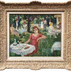 COSSON Marcel Peinture 20è Le déjeuner à la campagne Huile Panneau Signée Certificat d&rsquo;Authenticité