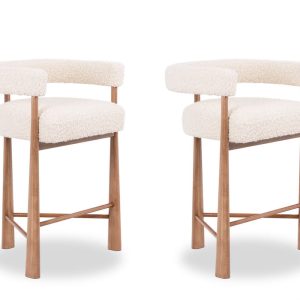 Paire de tabourets de bar en hêtre blond. Travail contemporain. LS63651509K